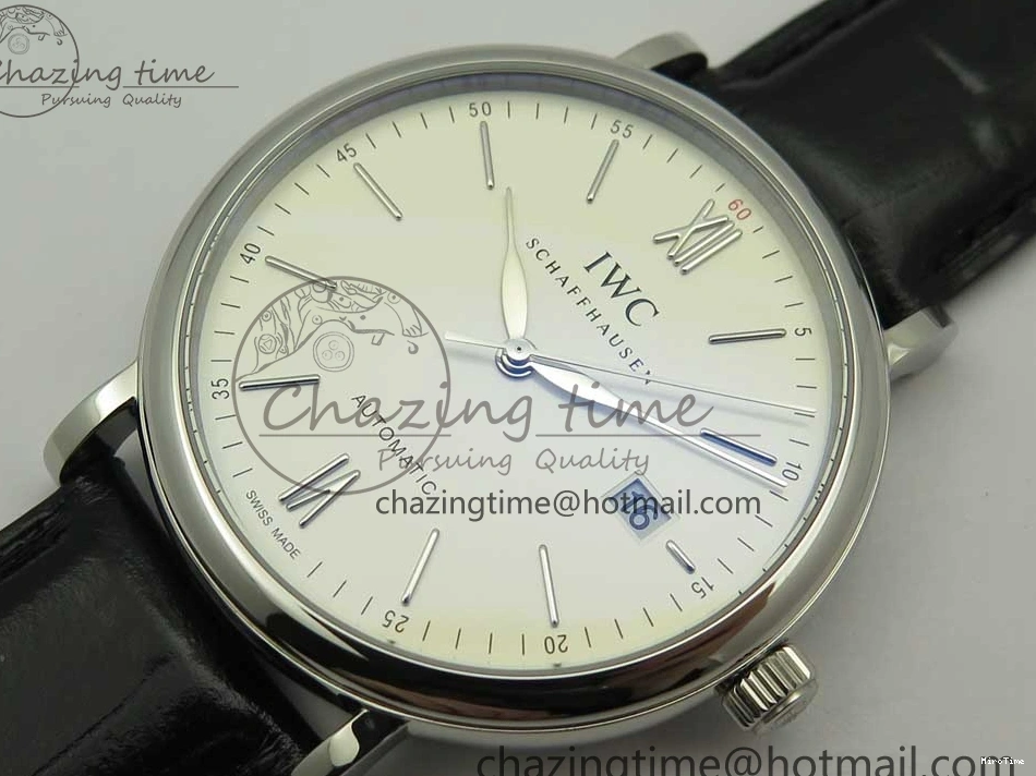 MIROTIME 0102 Portofino Automatic SS FKF 1:1 Best Edition White Dial SS Markers on Black Leather Strap A QuickDry 7138